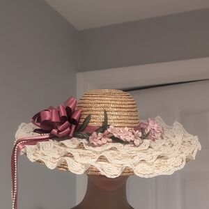 Elegant Straw Hat with Pink Accents